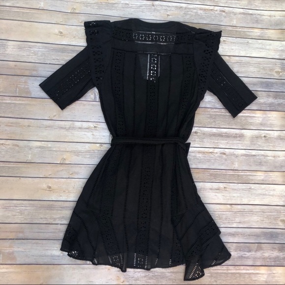 VERONICA BEARD Sima eyelet lace black dress Sz M/6 - Picture 3 of 4